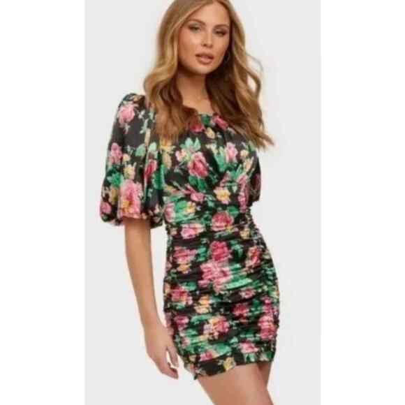For Love and Lemons Jolie Puff Sleeve Floral Mini Dress - M - Picture 1 of 5